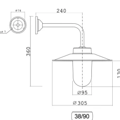 Aluminium-Wandleuchte mit bunten Schirmen 38-90 BO