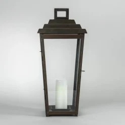 Art déco Windlicht aus Zink oder Messing Izapan (Höhe 51 cm)