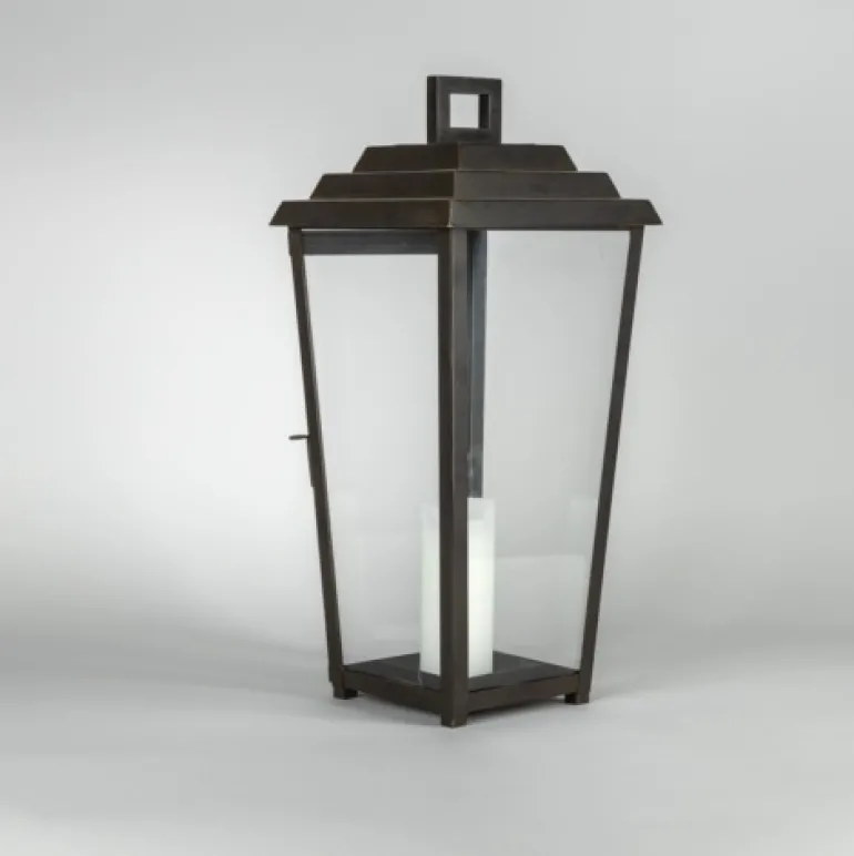Art déco Windlicht aus Zink oder Messing Izapan (Höhe 51 cm)
