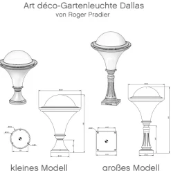 Art déco-Gartenleuchte Dallas mit Polykarbonatglas