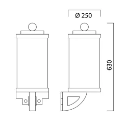 Art déco-Wandlaterne mit Zylinderglas S 3