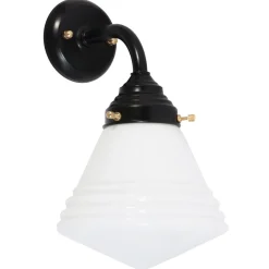 Art-déco Wandleuchte mit spitzem Opalglas
