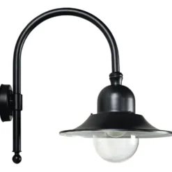 Außenwandlampe im Fabrikstil mit Bogenarm