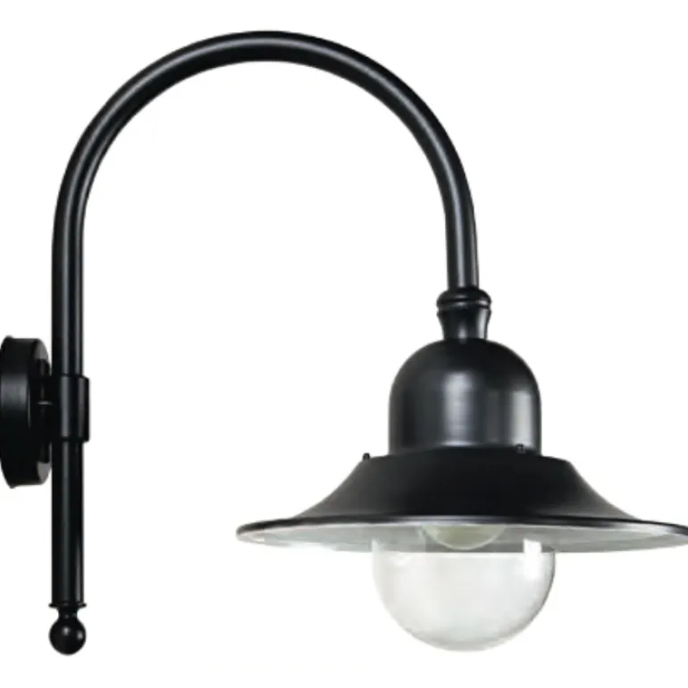 Außenwandlampe im Fabrikstil mit Bogenarm