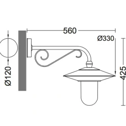Außen-Wandlampe mit Zierteil am Wandarm