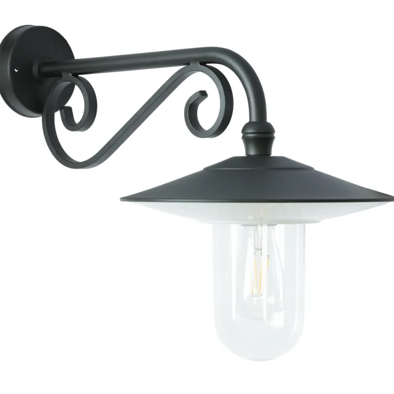 Außen-Wandlampe mit Zierteil am Wandarm