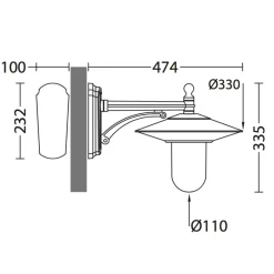 Außen-Wandlampe mit Zylinder-Glas