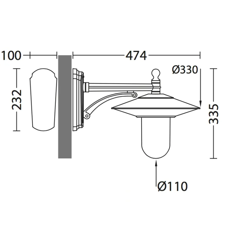 Außen-Wandlampe mit Zylinder-Glas