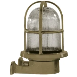 AuĂenwandlampe N° 15 aus Messing mit Rillenglas