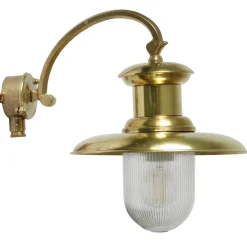 AuĂenwandlampe N° 84 aus Messing im Fabrikstil