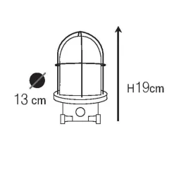 Außenwandlampe N° 15 aus Messing mit Rillenglas