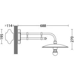 Außen-Wandlampe ohne Glas mit Doppelrohrwandarm