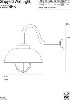 Außenwandleuchte aus Bronzeguss, Kupfer oder galvanisiertem Eisen 7222