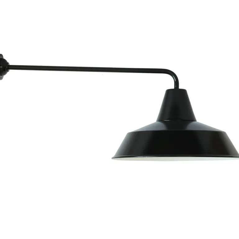 Außenwandleuchte im Fabrikstil mit langem Arm W290L (Ø 42 cm)