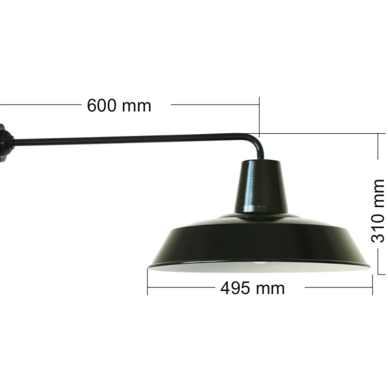 Außenwandleuchte im Fabrikstil mit langem Arm W390L (Ø 49 cm)