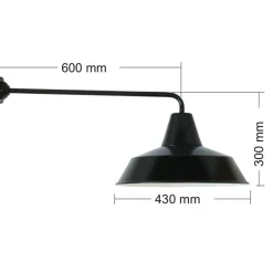 Außenwandleuchte im Fabrikstil mit langem Arm W290L (Ø 42 cm)