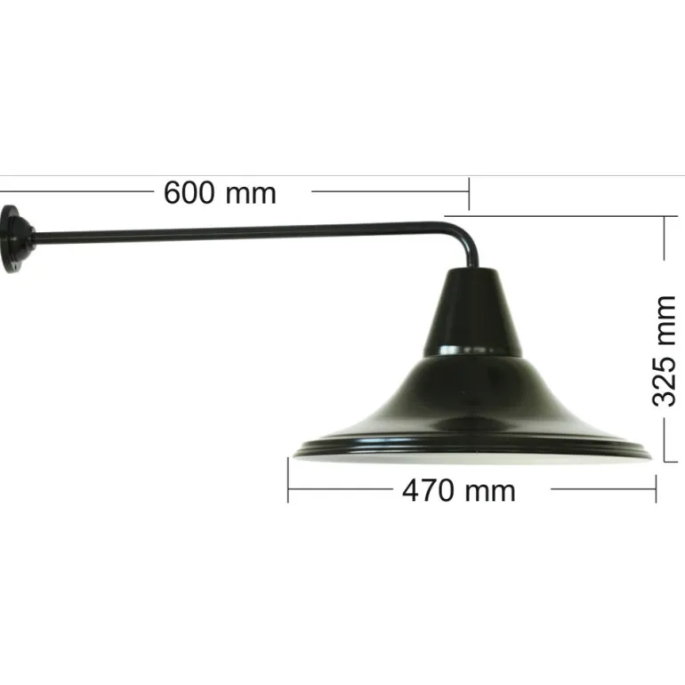 Außenwandleuchte mit Tellerschirm und langem Arm W590L (Ø 47 cm)