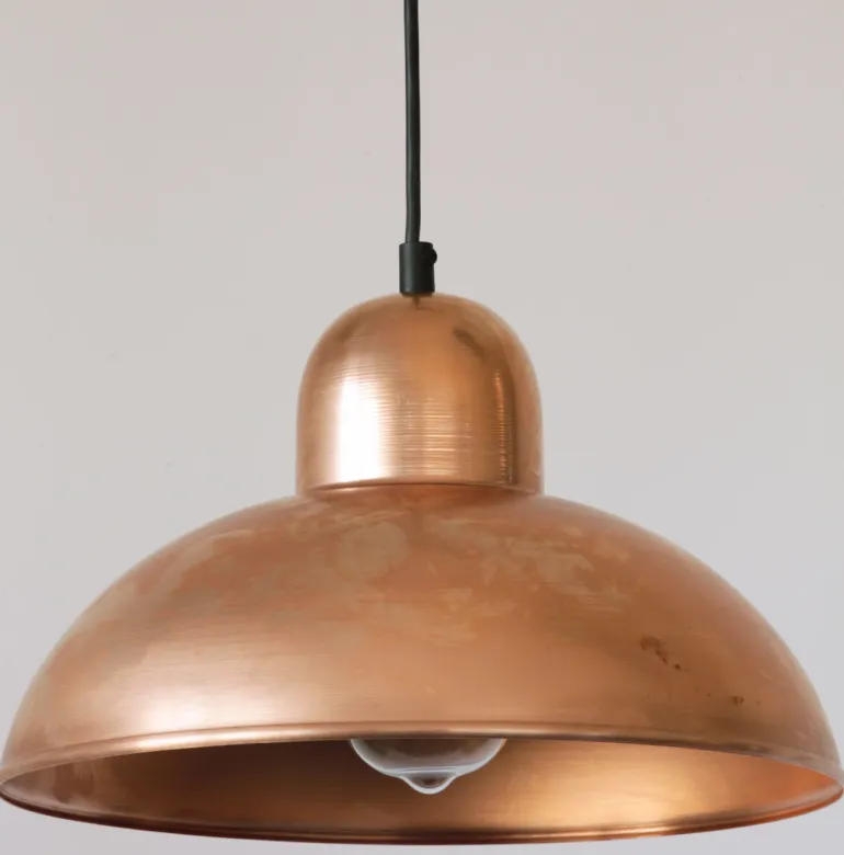 Bauhaus-Hängeleuchte Solingen Kupfer Patina