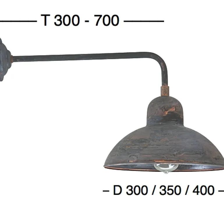 Bauhaus-Wandleuchte für außen Solingen RO 140 Kupfer Patina