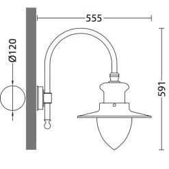 Bogenarm-Wandlampe mit satiniertem Spitzzylinder-Glas