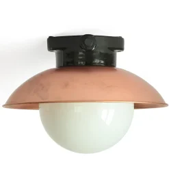 Deckenleuchte mit gewölbtem Kupfer-Reflektor und schwarzem Porzellan-Sockel DMCU 2024 BLK