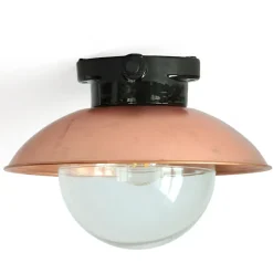 Deckenleuchte mit gewölbtem Kupfer-Reflektor und schwarzem Porzellan-Sockel  DMCU 2024 BLK