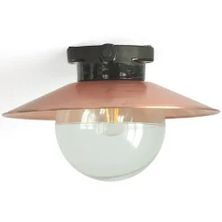 Deckenleuchte mit Kupfer-Reflektor und schwarzem Porzellan-Sockel  DBCU 2024 BLK