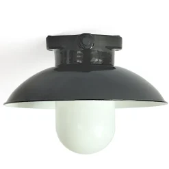 Deckenleuchte mit schwarzem Reflektor und schwarzem Porzellan-Sockel DMAL 2024 BLK
