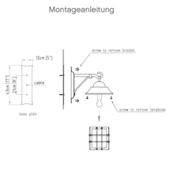 Deutsche Wandleuchte mit vergitterter Laterne WL 3627