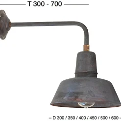 Fabrikleuchte in Kupfer-Patina: Wandleuchte Berlin W130 mit Glas