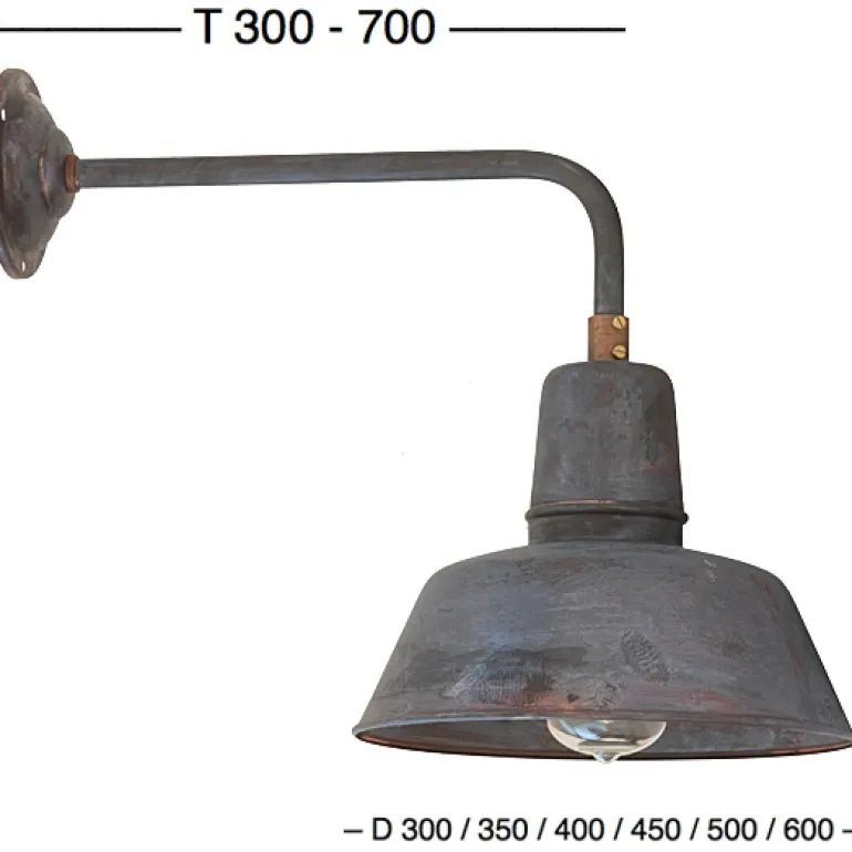 Fabrikleuchte in Kupfer-Patina: Wandleuchte Berlin W130 mit Glas