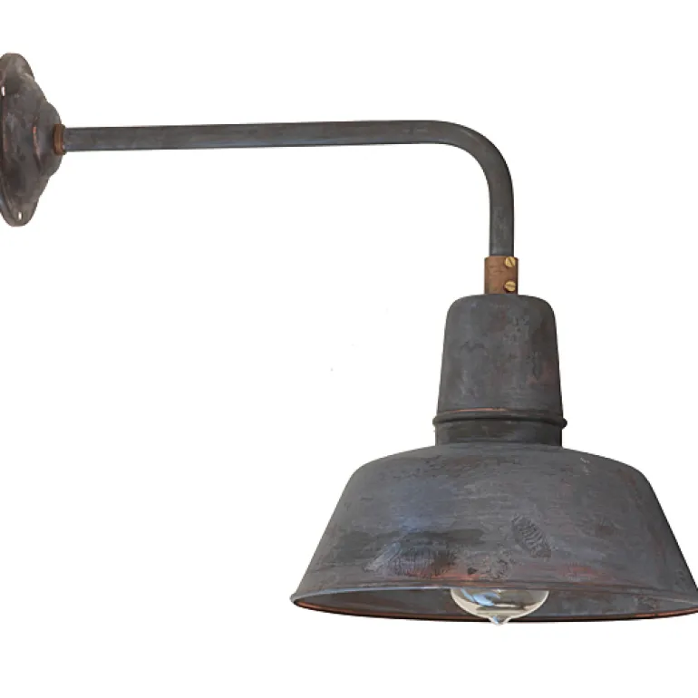 Fabrikleuchte in Kupfer-Patina: Wandleuchte Berlin W130 mit Glas