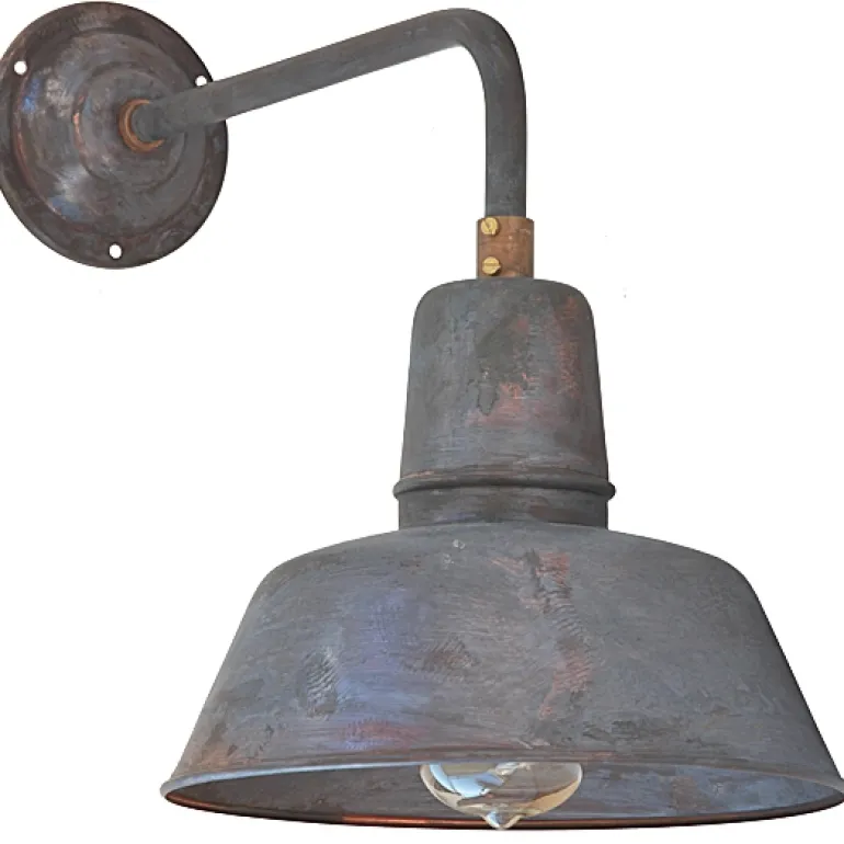 Fabrikleuchte in Kupfer-Patina: Wandleuchte Berlin W130 mit Glas