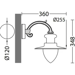 Fabrik-Schirmwandlampe für Außen mit Echtglas