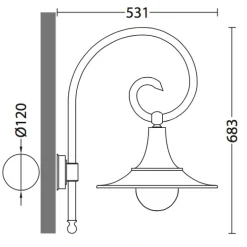 Fabrik-Wandlampe für außen mit Bischofstab