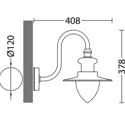 Fabrik-Wandlampe für Außen mit Spitzzylinder-Glas