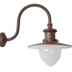 Fabrik-Wandlampe mit satiniertem Spitzzylinder-Glas