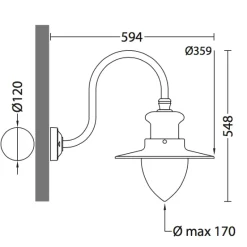 Fabrik-Wandlampe mit satiniertem Spitzzylinder-Glas