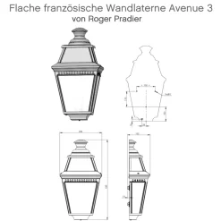 Flache französische Wandlaterne Avenue 3