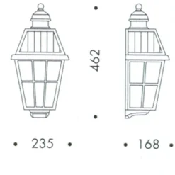 Flache Wandleuchte mit vergittertem Glas