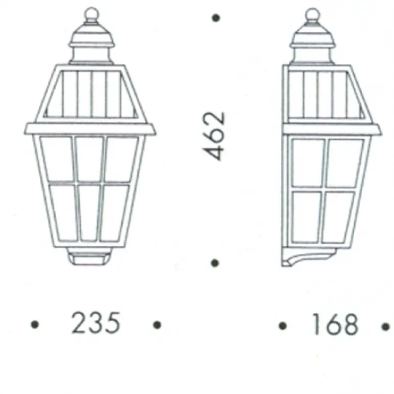 Flache Wandleuchte mit vergittertem Glas