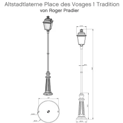 Französische Altstadtlaterne Place des Vosges 1 T