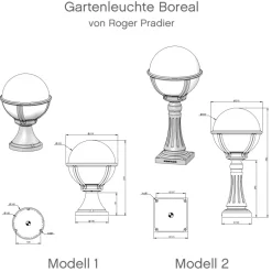 Französische Gartenleuchte mit Kugel Boreal