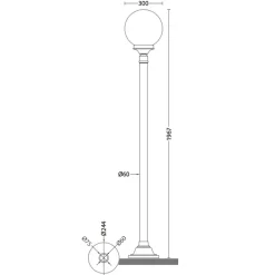 Garten-Kugelleuchte auf schlichtem Mast