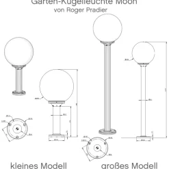 Garten-Kugelleuchte aus Aluminium Moon