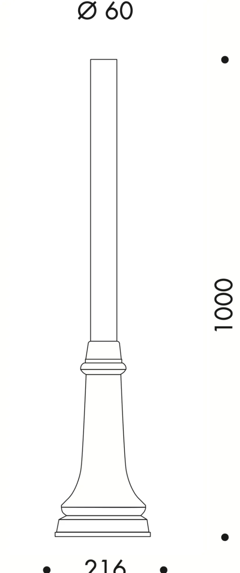 Glaskugel-Wegeleuchte mit glattem Mast