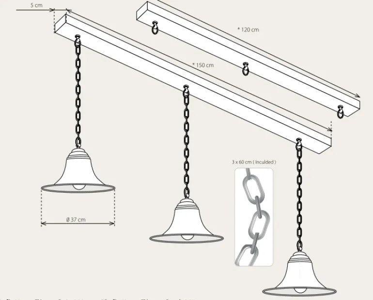 Glockenförmige Außen-Hängeleuchte Elégance aus Messing
