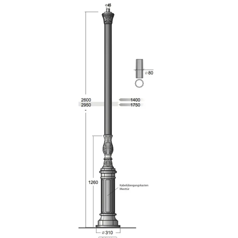 Große dreiflammige Schinkel-Mastleuchte S2KL.Thorn3.73