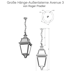 Große Hänge-Außenlaterne Avenue 3