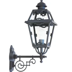Große Jugendstil-Wandlaterne mit verglastem Dach